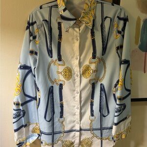 Stylish Chain Print Button-Up Shirt